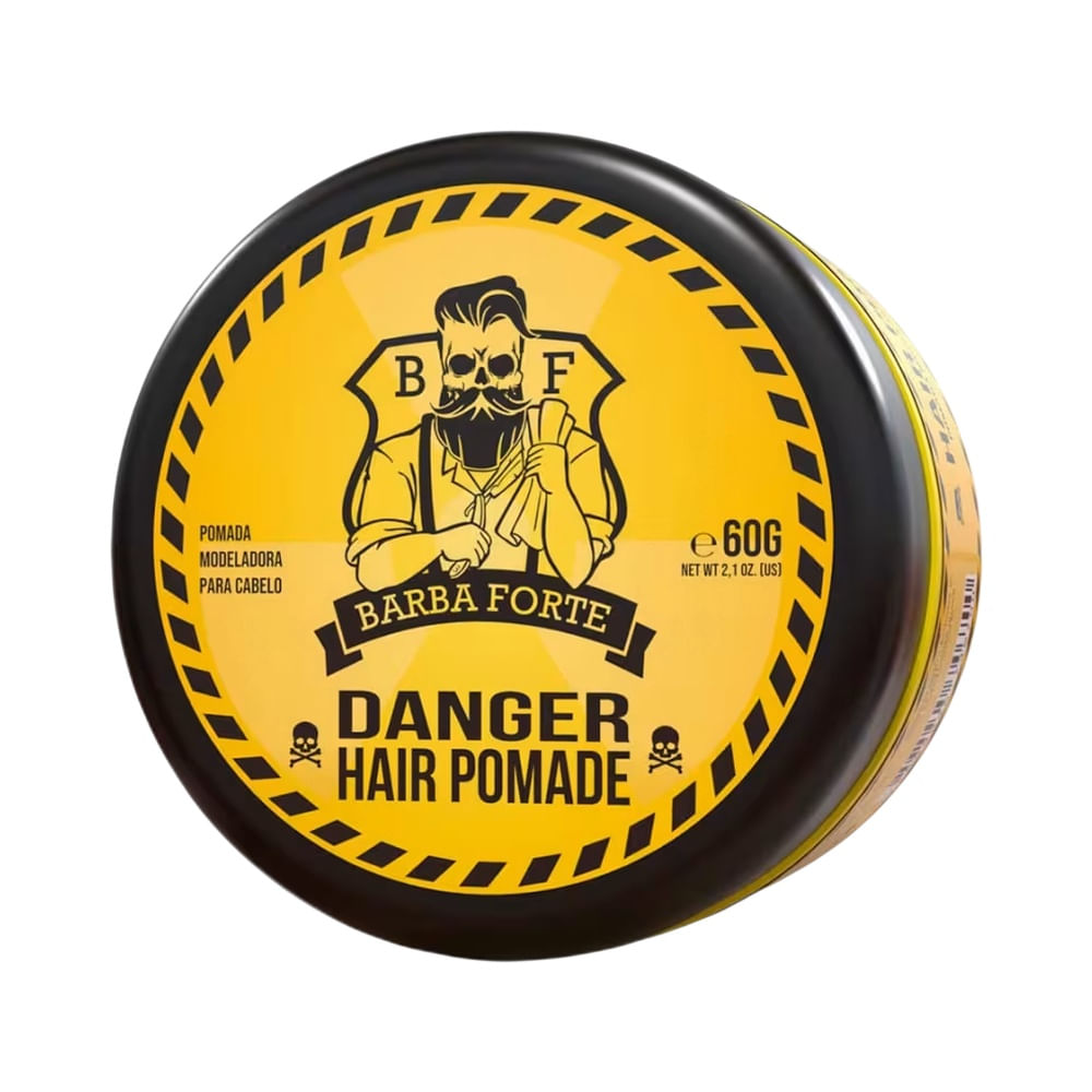 Pomada Modeladora Barba Forte Danger 120g vista superior com tampa amarela